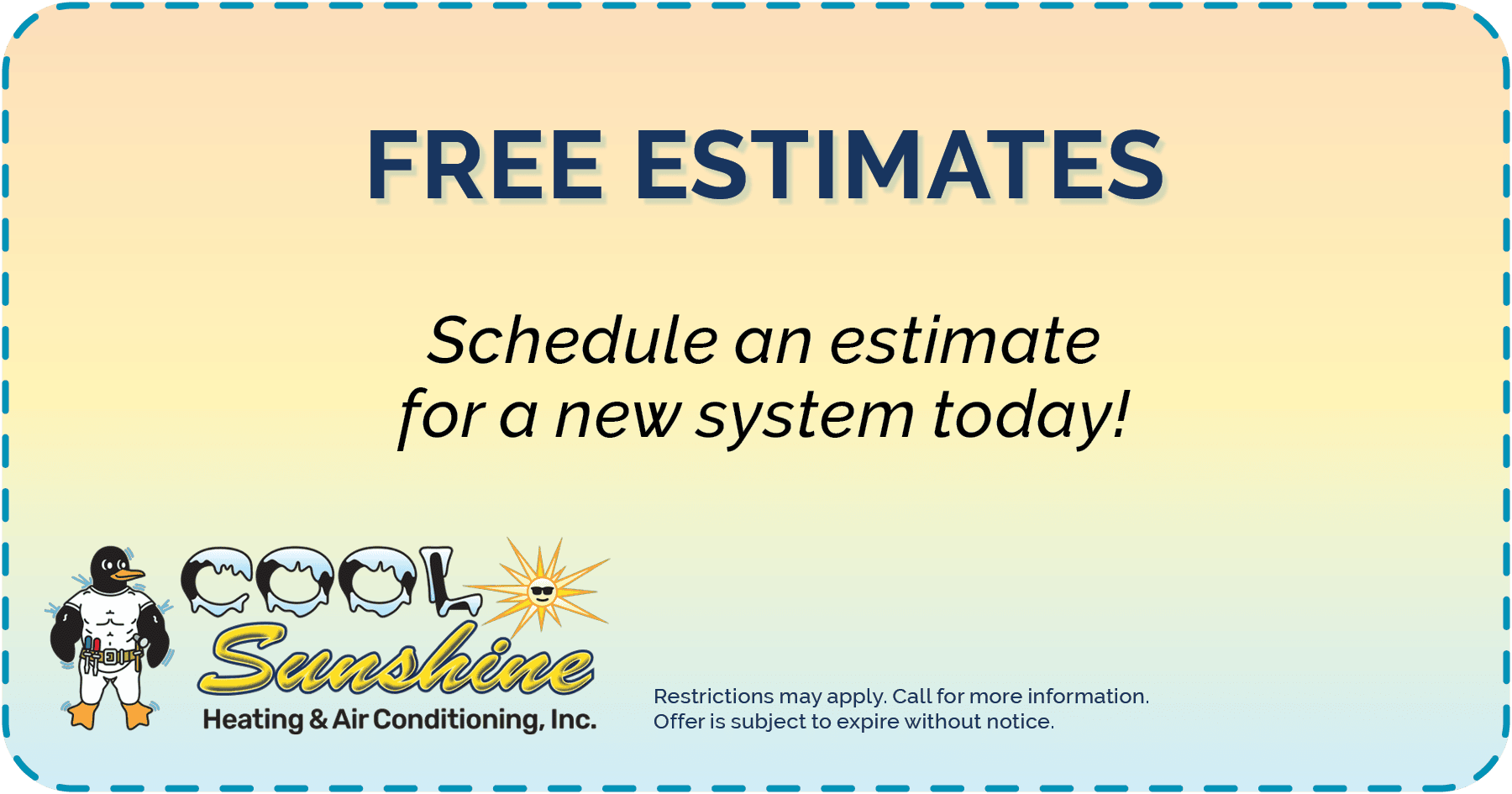 Digital coupon offered by Cool Sunshine Heating & Air Conditioning in Colorado.